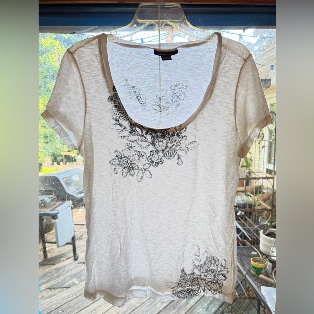 Y2-K White Floral Short Sleeve T-Shirt